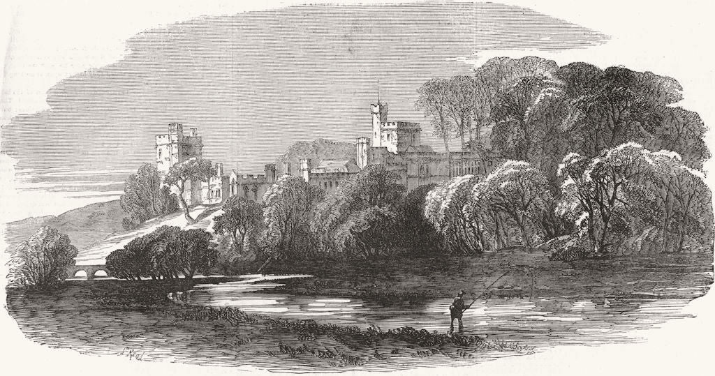 DERBYS. Haddon Hall, from Deewell Rd 1854 old antique vintage print picture